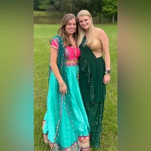 Indya dark green saree